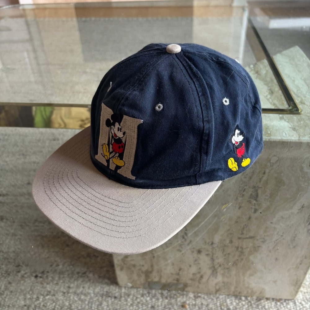 Disney Mickey Mouse Snapback Hat Mens OSFM Navy Blue Good Embroidered Vintage